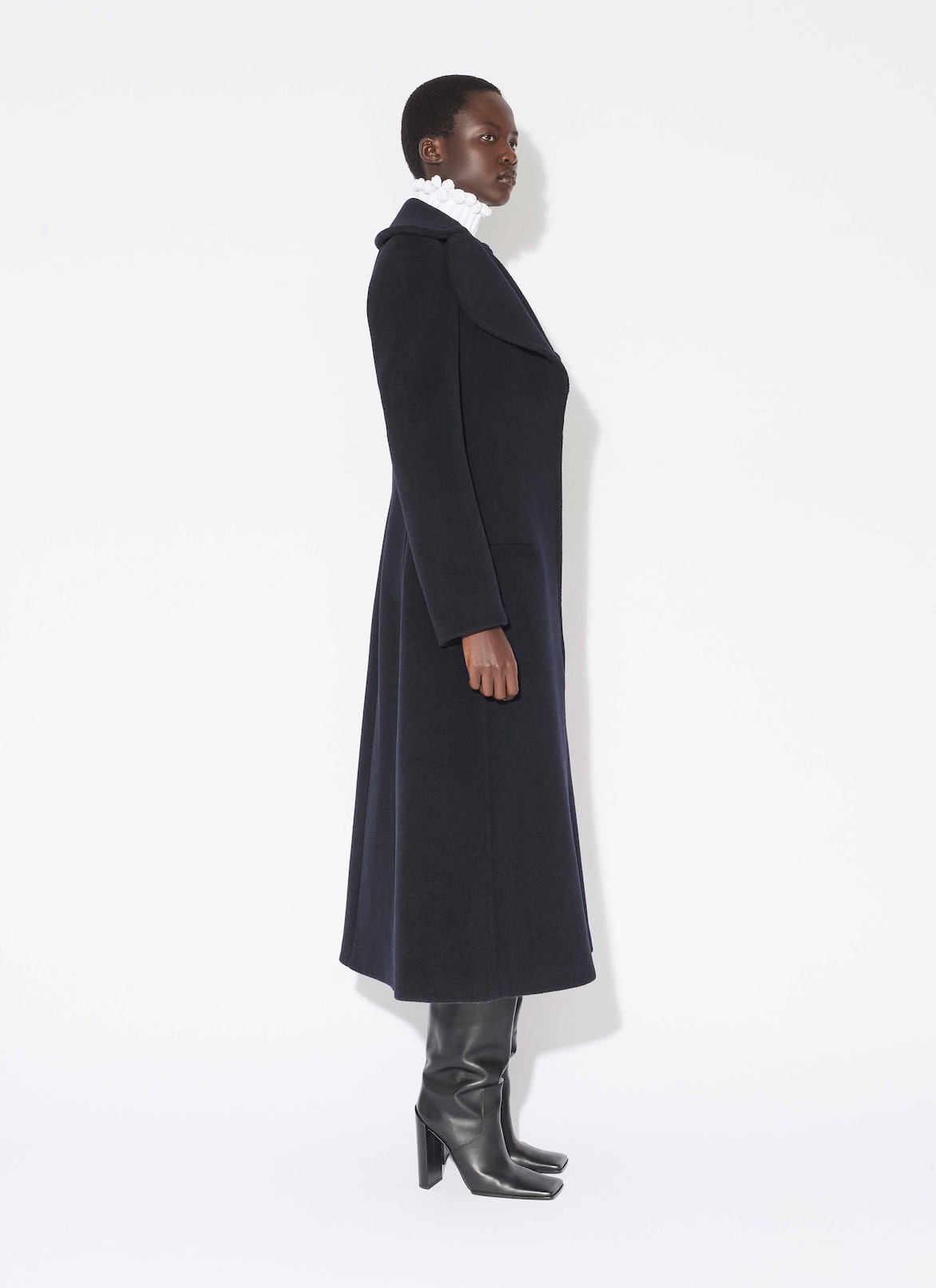 CINCHED WOOL COAT ALAÏA MARINE CINCHED WOOL COAT